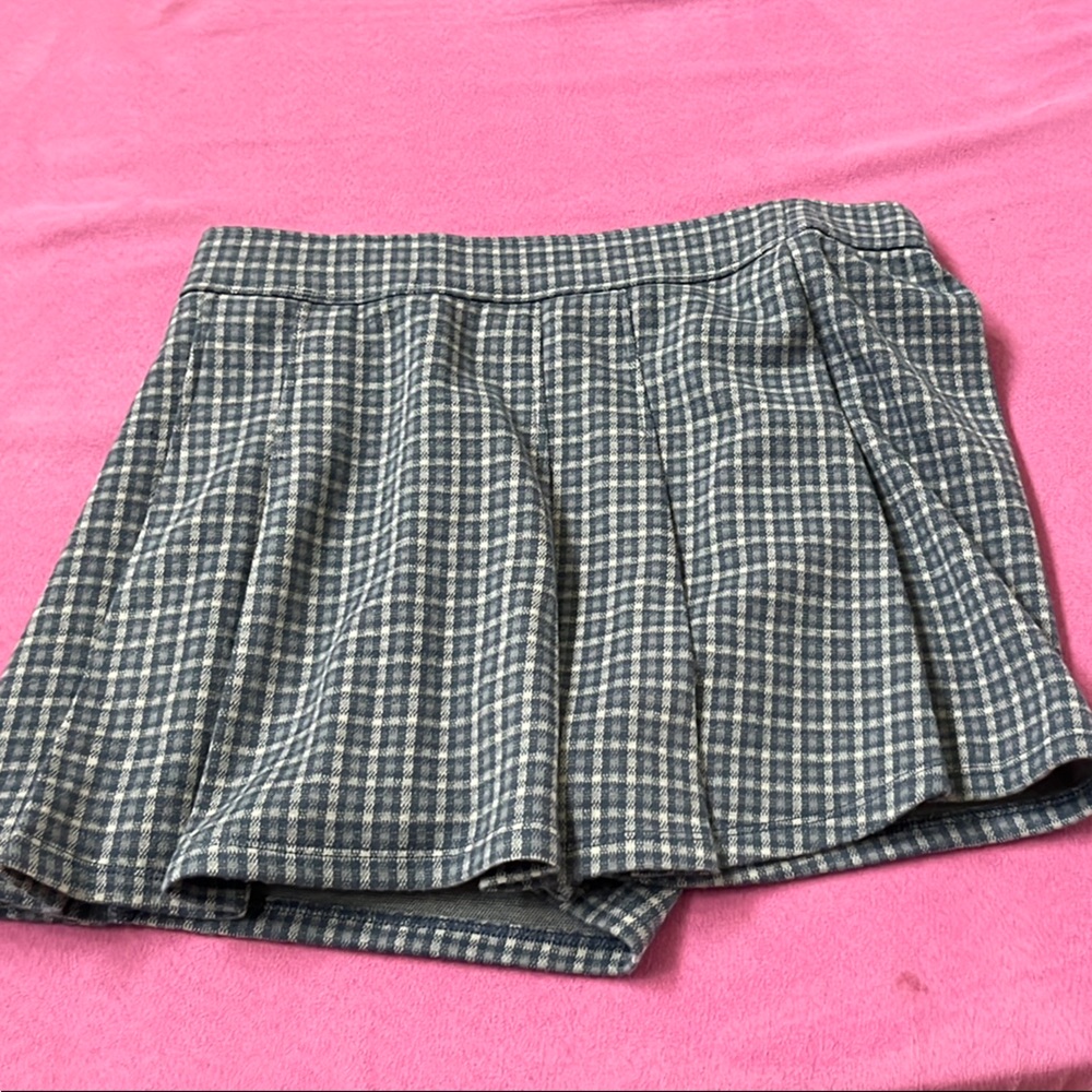 Abercrombie & Fitch Plaid Skirt - Blue and White